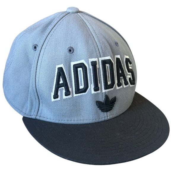 2012 Adidas Trefoil Wool Blend Snapback Cap 3D Embroidered Retro Hat Grey/Black - Picture 1 of 8